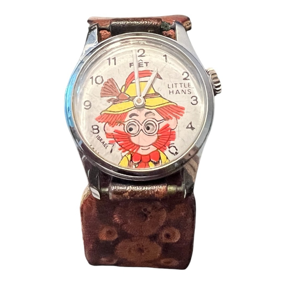 Vintage Piet Little Hans Israel Mechanical Watch Shifty Eyes Leather Band